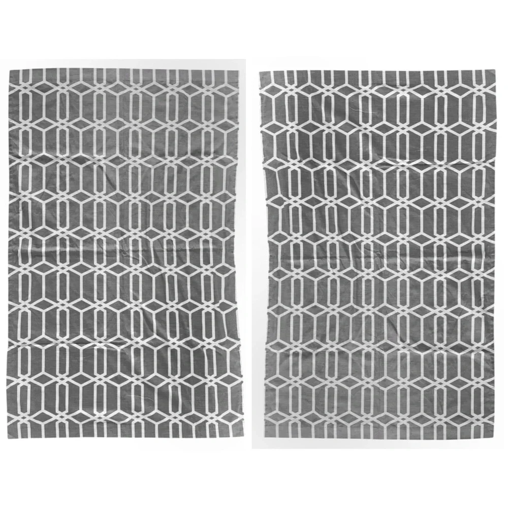 Pottery Barn | Set of 2 Geometric Print Gray and White Blackout Curtains